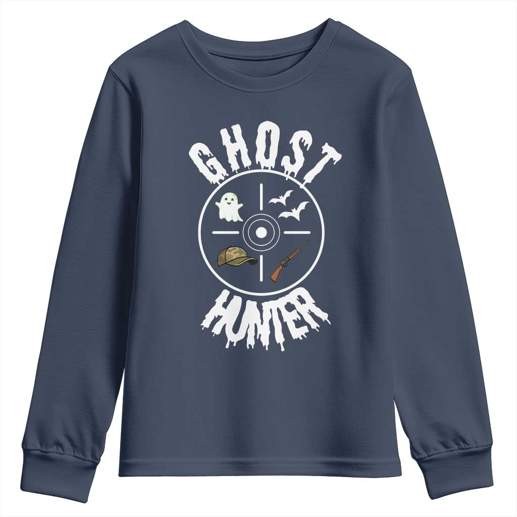 Funny Halloween Ghost Hunter Youth Sweatshirt Trick Or Treat Costume TS12 Navy Print Your Wear