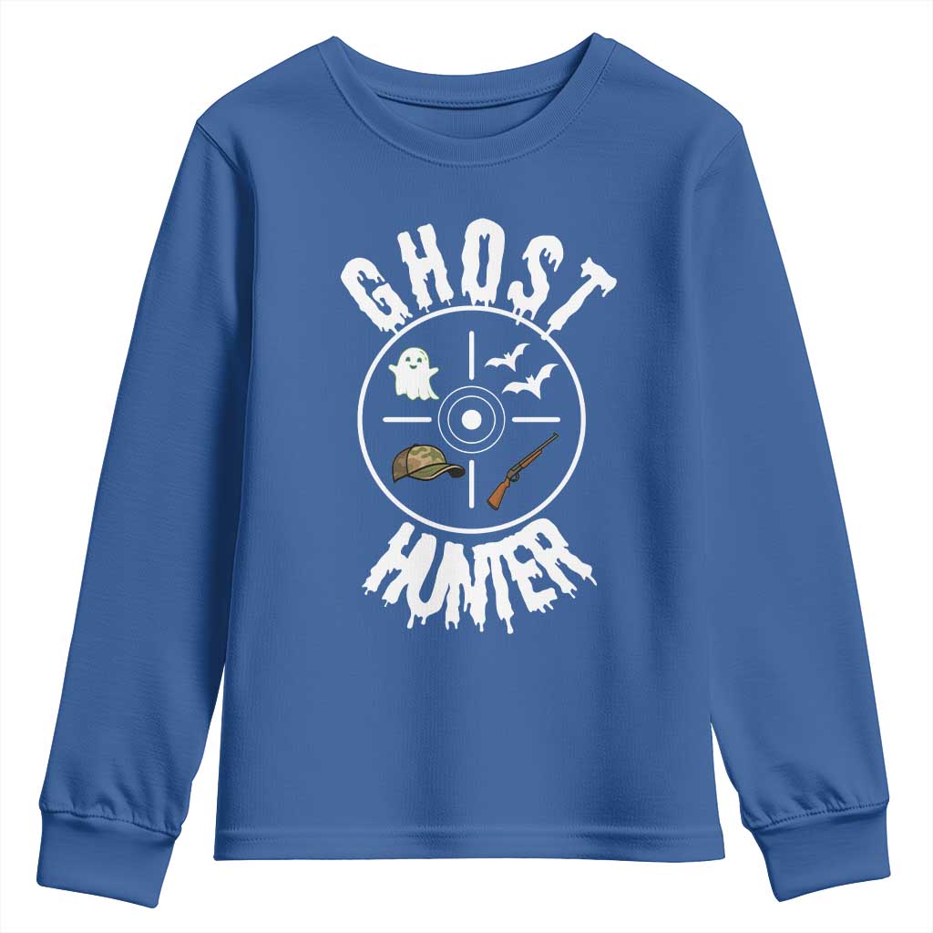 Funny Halloween Ghost Hunter Youth Sweatshirt Trick Or Treat Costume TS12 Royal Blue Print Your Wear