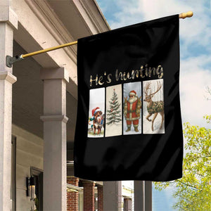 Santa Funny Christmas Hunter Look Garden Flag He Is Hunting TS12 Print Your Wear