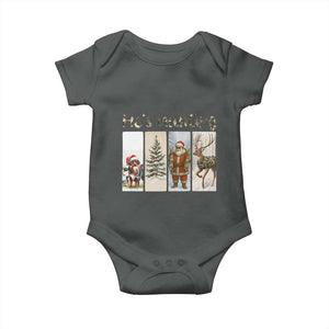 Santa Funny Christmas Hunter Look Baby Onesie He Is Hunting TS12 Dark Heather Print Your Wear