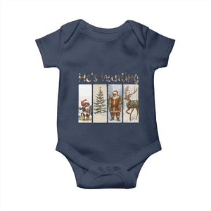Santa Funny Christmas Hunter Look Baby Onesie He Is Hunting TS12 Navy Print Your Wear
