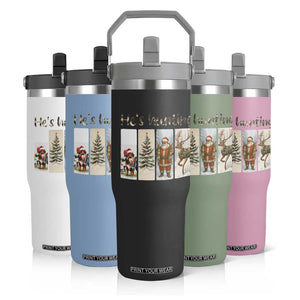Santa Funny Christmas Hunter Look Flip Straw Tumbler He Is Hunting TS12 Print Your Wear