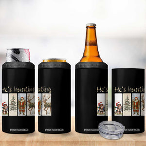 Santa Funny Christmas Hunter Look 4 in 1 Can Cooler Tumbler He Is Hunting TS12 Print Your Wear
