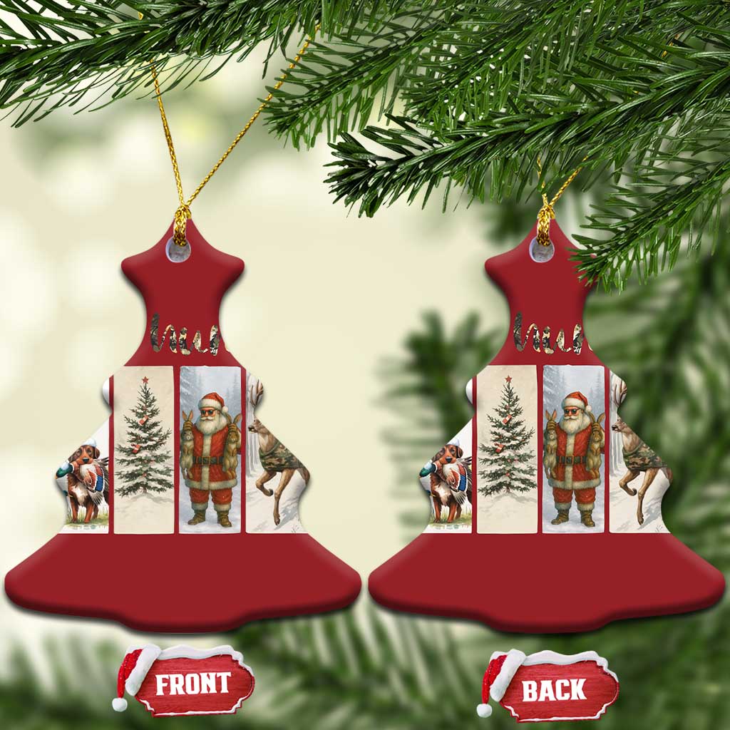 Santa Funny Xmas Hunter Look Christmas Ornament He Is Hunting TS12 Christmas Tree Red Print Your Wear