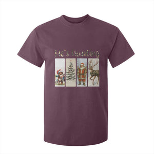 Santa Funny Christmas Hunter Look T Shirt For Kid He Is Hunting TS12 Maroon Print Your Wear