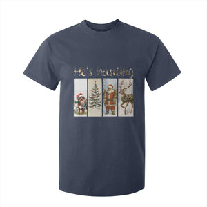Santa Funny Christmas Hunter Look T Shirt For Kid He Is Hunting TS12 Navy Print Your Wear