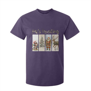 Santa Funny Christmas Hunter Look T Shirt For Kid He Is Hunting TS12 Purple Print Your Wear
