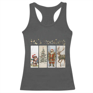 Santa Funny Christmas Hunter Look Racerback Tank Top He Is Hunting TS12 Dark Heather Print Your Wear