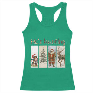 Santa Funny Christmas Hunter Look Racerback Tank Top He Is Hunting TS12 Irish Green Print Your Wear