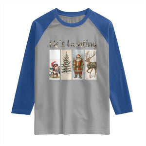 Santa Funny Christmas Hunter Look Raglan Shirt He Is Hunting TS12 Sport Gray Royal Print Your Wear