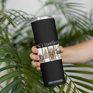Santa Funny Christmas Hunter Look Skinny Tumbler He Is Hunting TS12 Print Your Wear