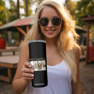 Santa Funny Christmas Hunter Look Skinny Tumbler He Is Hunting TS12 Print Your Wear