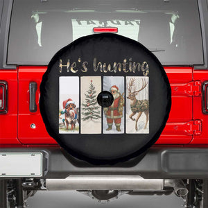 Santa Funny Christmas Hunter Look Spare Tire Cover He Is Hunting TS12 Black Print Your Wear