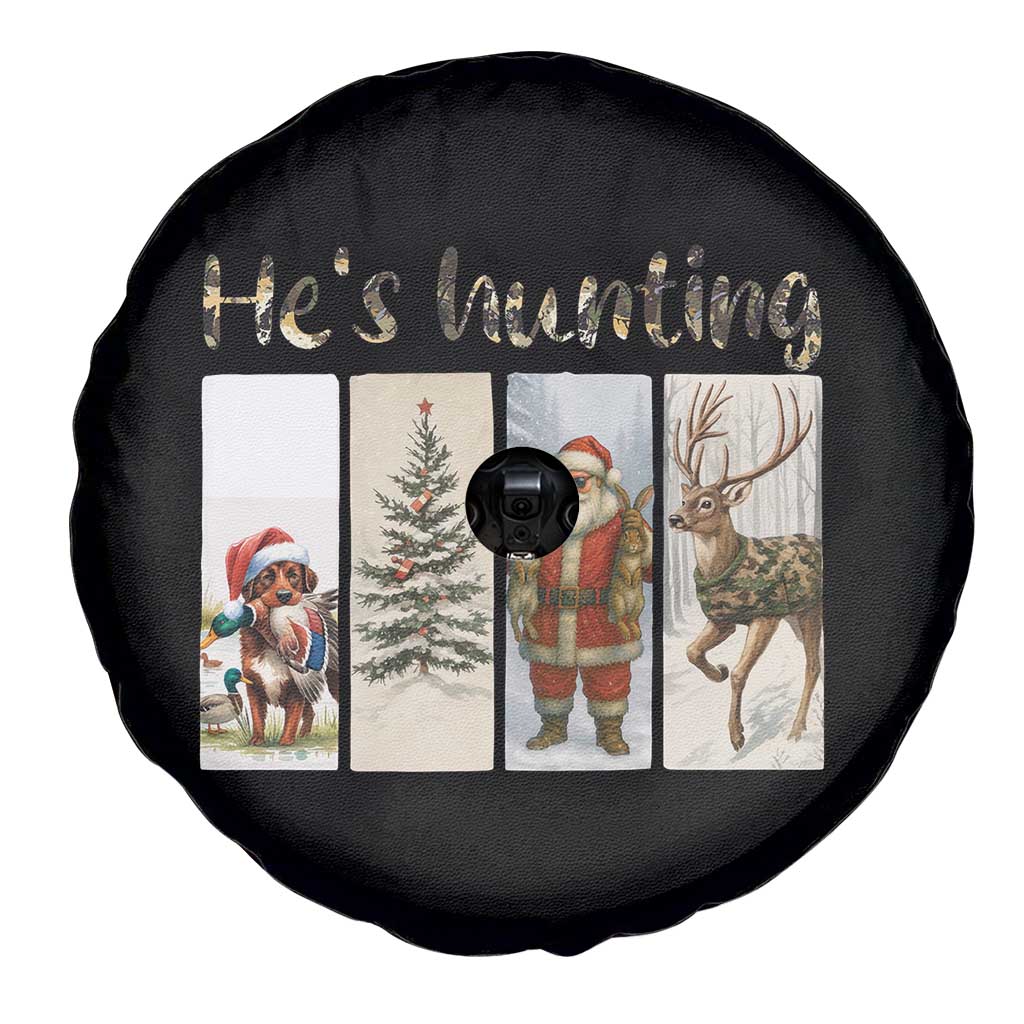 Santa Funny Christmas Hunter Look Spare Tire Cover He Is Hunting TS12 Print Your Wear
