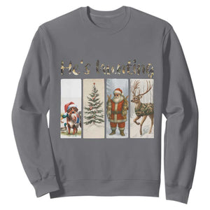 Santa Funny Christmas Hunter Look Sweatshirt He Is Hunting TS12 Charcoal Print Your Wear