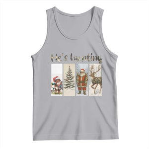 Santa Funny Christmas Hunter Look Tank Top He Is Hunting TS12 Athletic Heather Print Your Wear