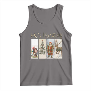 Santa Funny Christmas Hunter Look Tank Top He Is Hunting TS12 Deep Heather Print Your Wear
