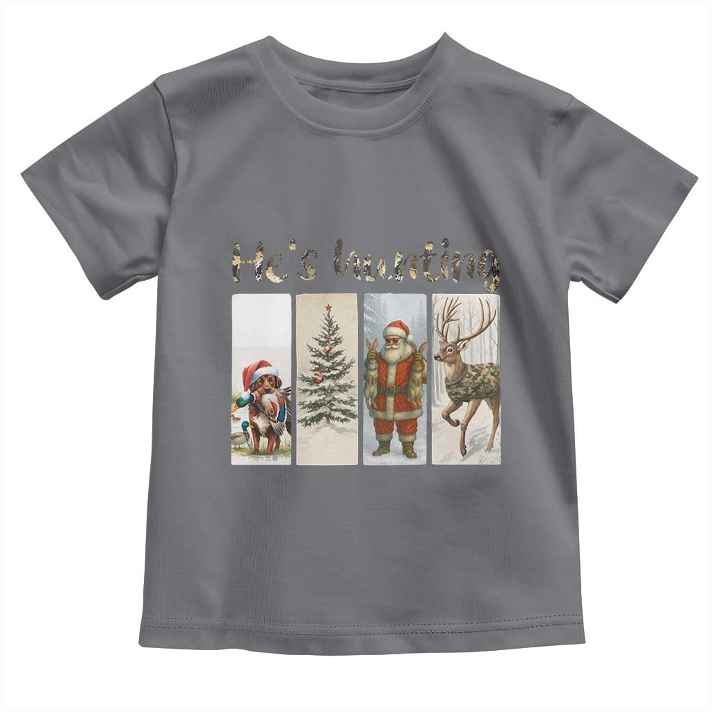 Santa Funny Christmas Hunter Look Toddler T Shirt He Is Hunting TS12 Charcoal Print Your Wear