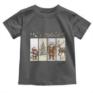 Santa Funny Christmas Hunter Look Toddler T Shirt He Is Hunting TS12 Dark Heather Print Your Wear