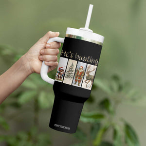 Santa Funny Christmas Hunter Look Tumbler With Handle He Is Hunting TS12 Print Your Wear