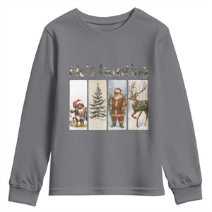 Santa Funny Christmas Hunter Look Youth Sweatshirt He Is Hunting TS12 Charcoal Print Your Wear