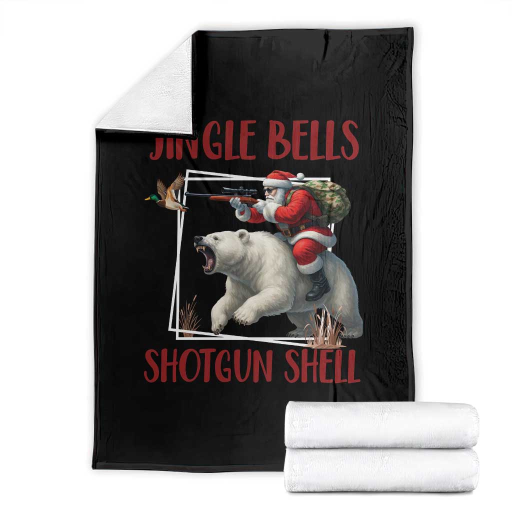 Funny Christmas Hunting Throw Blanket Jingle Bells Shotgun Shells TS12 Black Print Your Wear