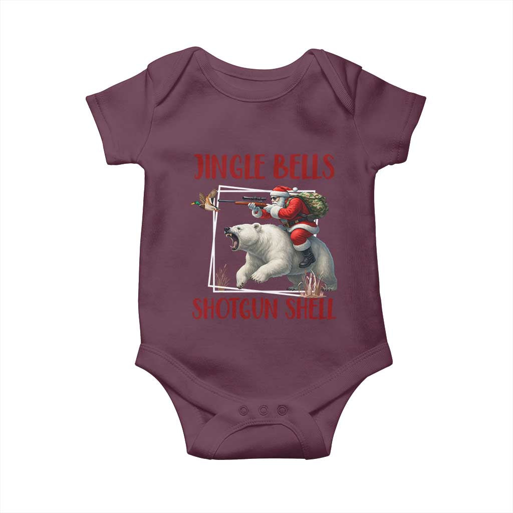 Funny Christmas Hunting Baby Onesie Jingle Bells Shotgun Shells TS12 Maroon Print Your Wear