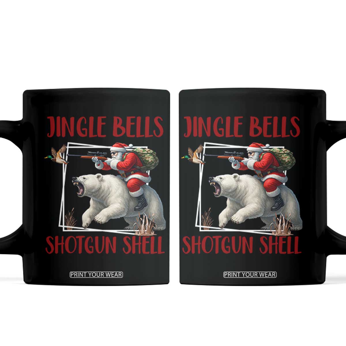 Funny Christmas Hunting Coffee Mug Jingle Bells Shotgun Shells TS12 Black Print Your Wear