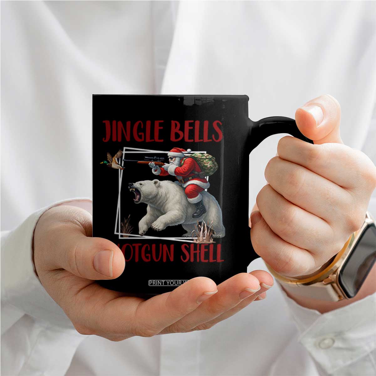 Funny Christmas Hunting Coffee Mug Jingle Bells Shotgun Shells TS12 Print Your Wear