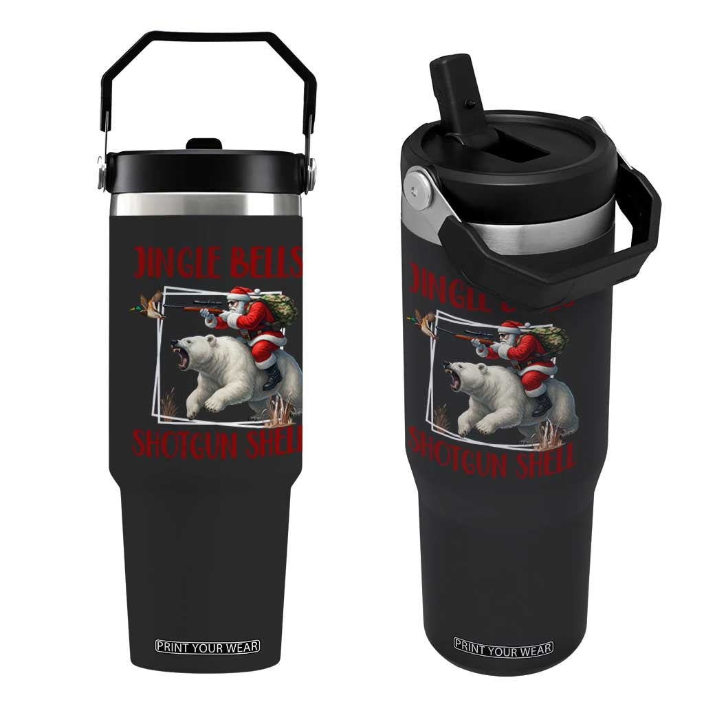 Funny Christmas Hunting Flip Straw Tumbler Jingle Bells Shotgun Shells TS12 One Size: 30 oz Black Print Your Wear