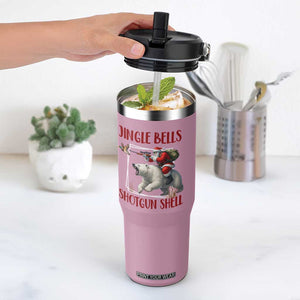 Funny Christmas Hunting Flip Straw Tumbler Jingle Bells Shotgun Shells TS12 One Size: 30 oz Light Pink Print Your Wear