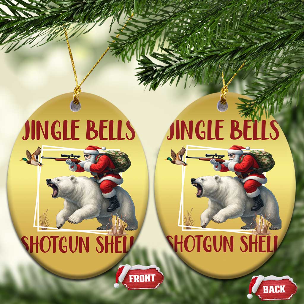 Funny Xmas Hunting Christmas Ornament Jingle Bells Shotgun Shells TS12 Oval Gold Print Your Wear