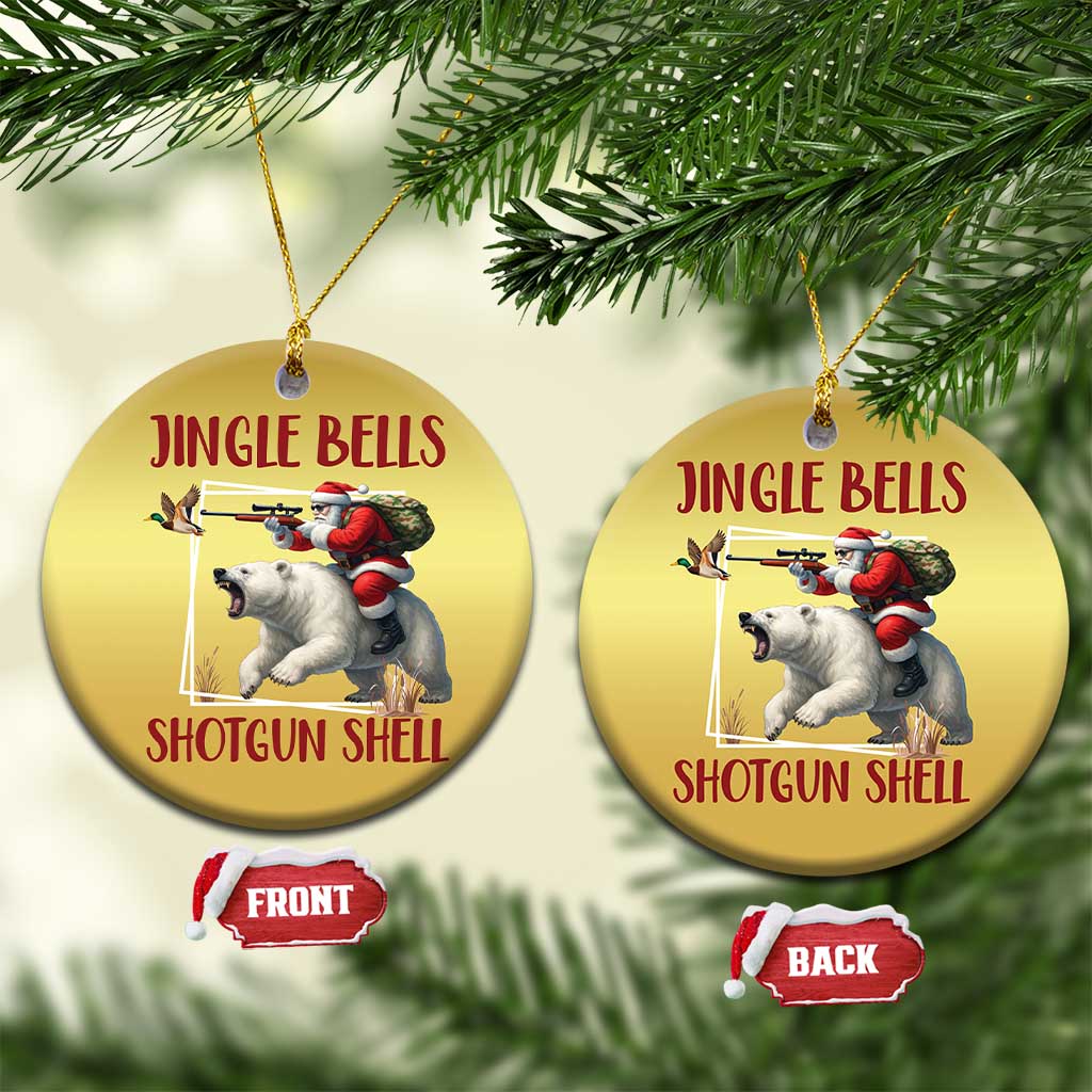 Funny Xmas Hunting Christmas Ornament Jingle Bells Shotgun Shells TS12 Circle Gold Print Your Wear