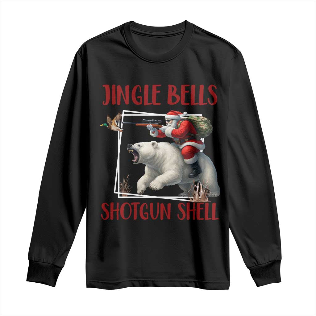 Funny Christmas Hunting Long Sleeve Shirt Jingle Bells Shotgun Shells TS12 Black Print Your Wear