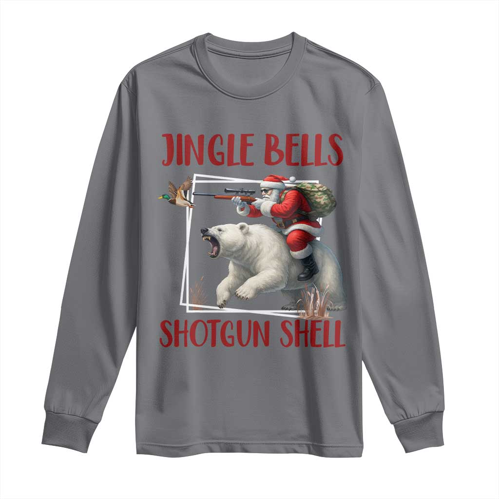 Funny Christmas Hunting Long Sleeve Shirt Jingle Bells Shotgun Shells TS12 Charcoal Print Your Wear