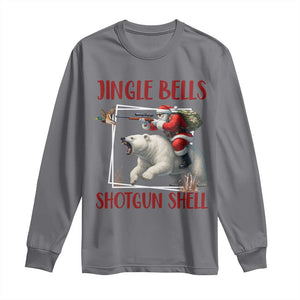 Funny Christmas Hunting Long Sleeve Shirt Jingle Bells Shotgun Shells TS12 Charcoal Print Your Wear