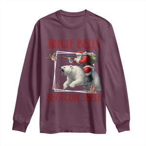 Funny Christmas Hunting Long Sleeve Shirt Jingle Bells Shotgun Shells TS12 Maroon Print Your Wear