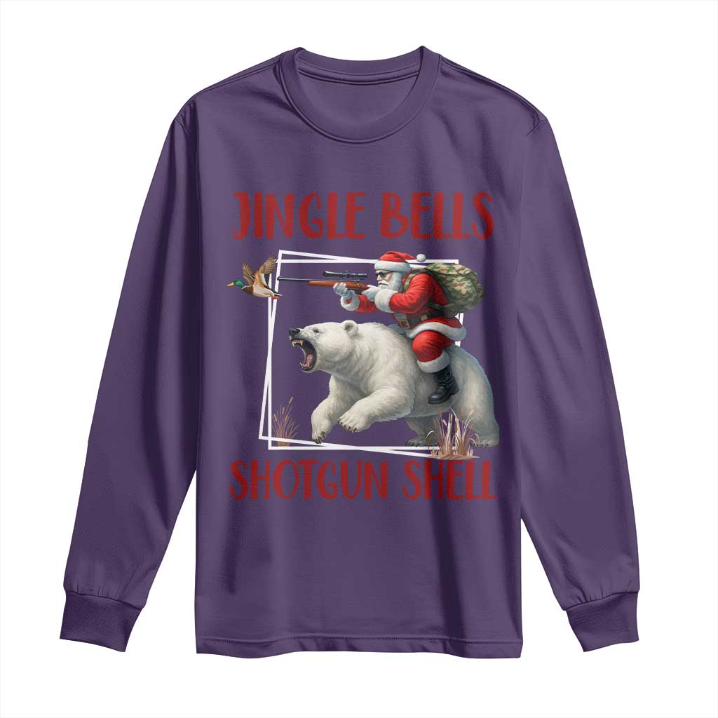 Funny Christmas Hunting Long Sleeve Shirt Jingle Bells Shotgun Shells TS12 Purple Print Your Wear