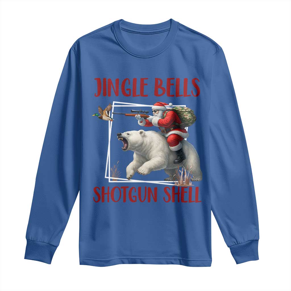 Funny Christmas Hunting Long Sleeve Shirt Jingle Bells Shotgun Shells TS12 Royal Blue Print Your Wear