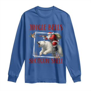 Funny Christmas Hunting Long Sleeve Shirt Jingle Bells Shotgun Shells TS12 Royal Blue Print Your Wear