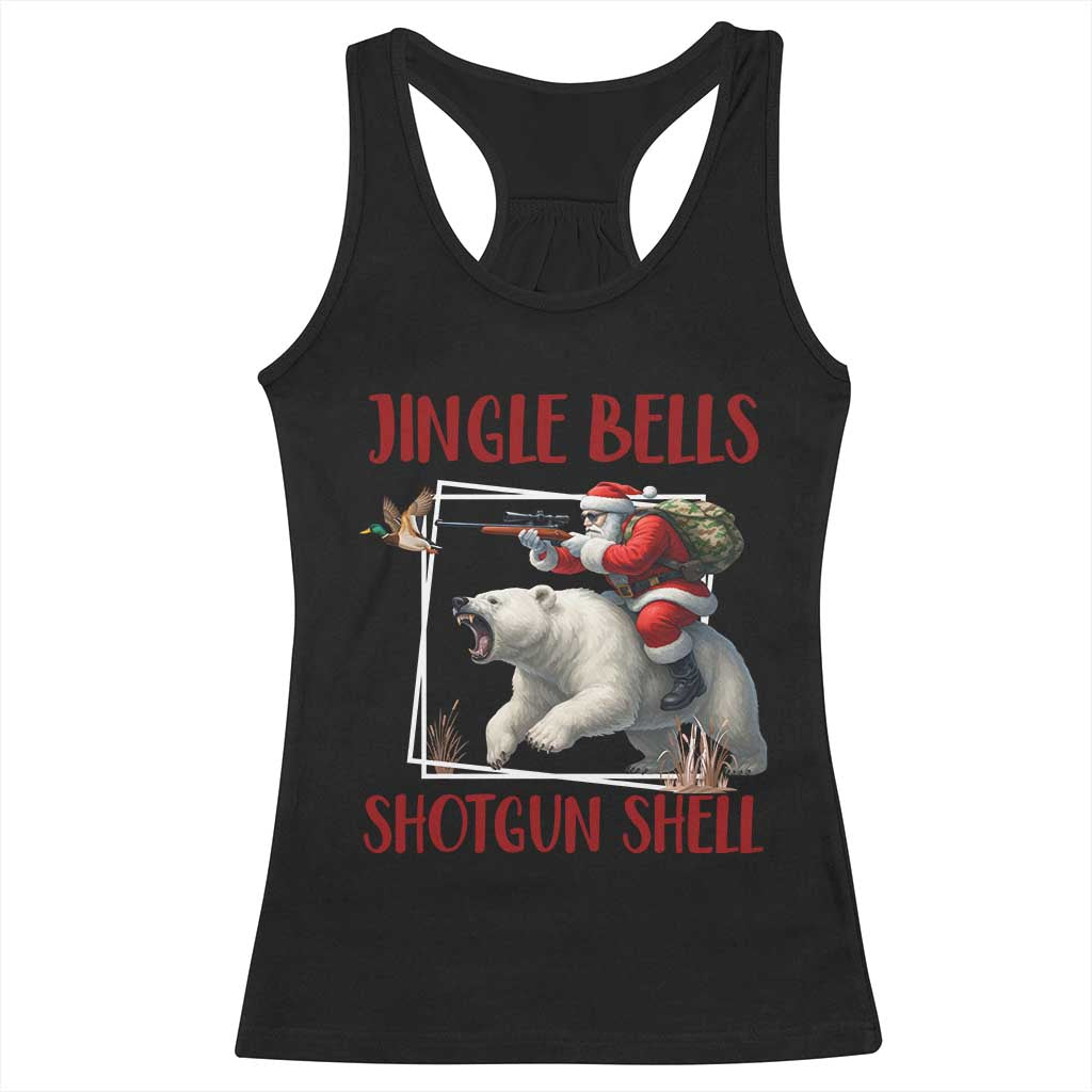 Funny Christmas Hunting Racerback Tank Top Jingle Bells Shotgun Shells TS12 Black Print Your Wear