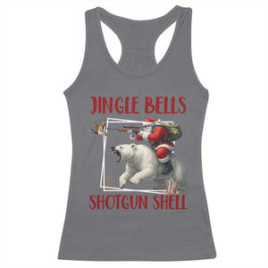 Funny Christmas Hunting Racerback Tank Top Jingle Bells Shotgun Shells TS12 Charcoal Print Your Wear