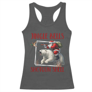 Funny Christmas Hunting Racerback Tank Top Jingle Bells Shotgun Shells TS12 Dark Heather Print Your Wear
