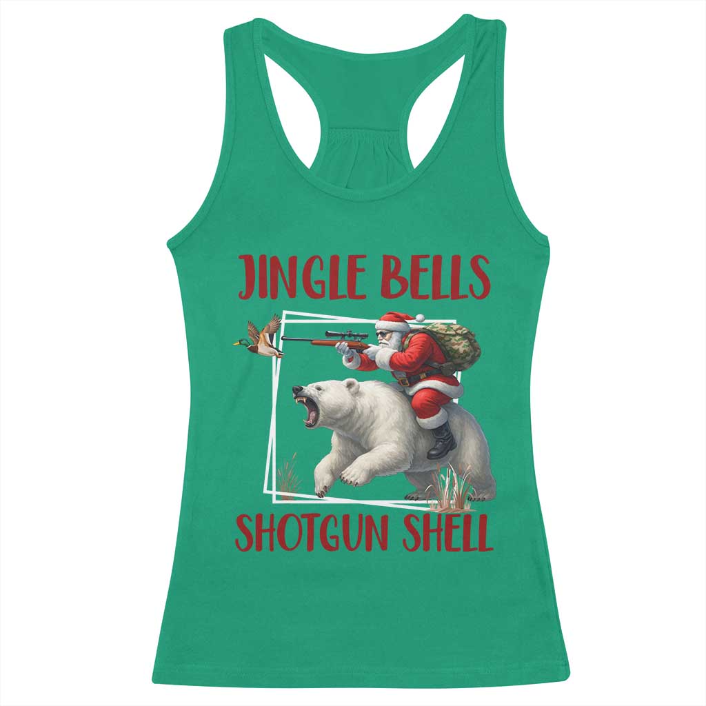 Funny Christmas Hunting Racerback Tank Top Jingle Bells Shotgun Shells TS12 Irish Green Print Your Wear