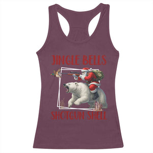 Funny Christmas Hunting Racerback Tank Top Jingle Bells Shotgun Shells TS12 Maroon Print Your Wear