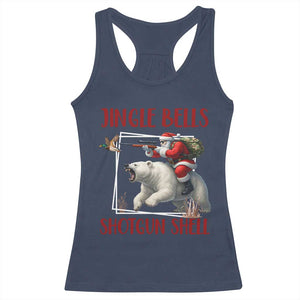 Funny Christmas Hunting Racerback Tank Top Jingle Bells Shotgun Shells TS12 Navy Print Your Wear