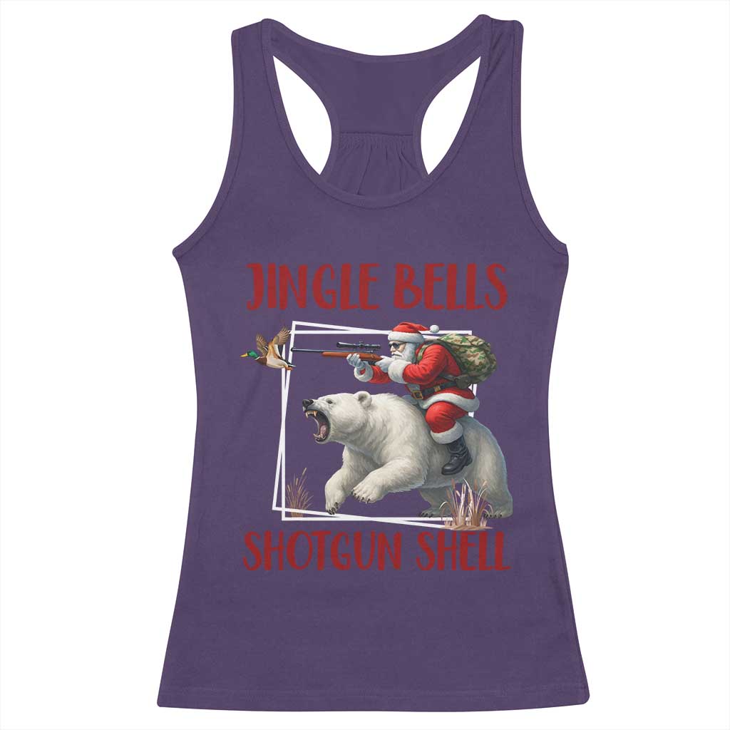 Funny Christmas Hunting Racerback Tank Top Jingle Bells Shotgun Shells TS12 Purple Print Your Wear