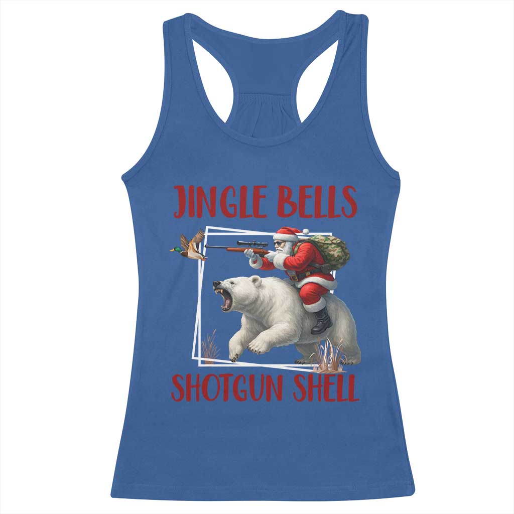 Funny Christmas Hunting Racerback Tank Top Jingle Bells Shotgun Shells TS12 Royal Blue Print Your Wear