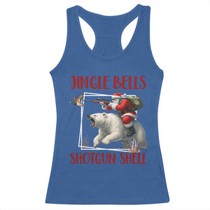 Funny Christmas Hunting Racerback Tank Top Jingle Bells Shotgun Shells TS12 Royal Blue Print Your Wear