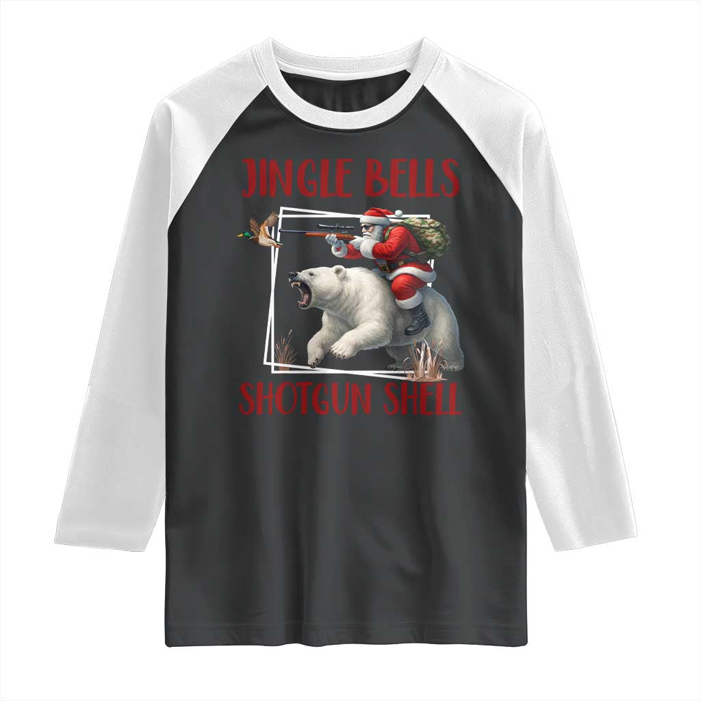 Funny Christmas Hunting Raglan Shirt Jingle Bells Shotgun Shells TS12 Black White Print Your Wear